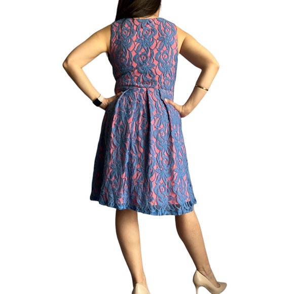 Anthropologie Eva Franco Lined Lace Blue Bright Coral, Pink size 6 - Picture 6 of 13